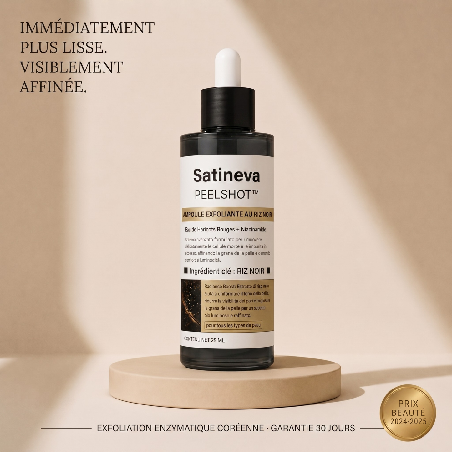 Satineva® | Peel Shot coréen – Élimine les impuretés et sublime la peau