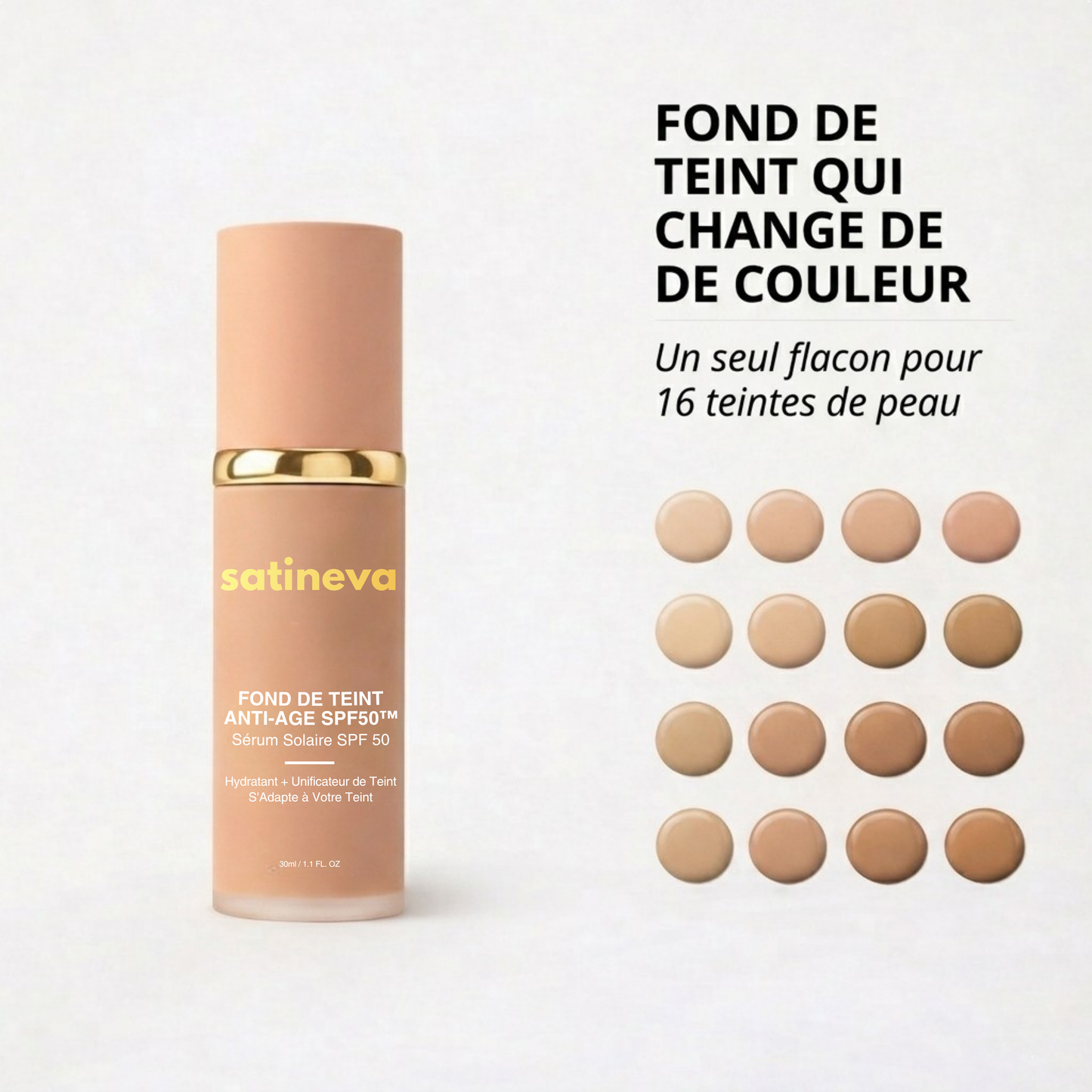 Fond de teint anti-âge avec SPF 50 – S'adapte à votre teint