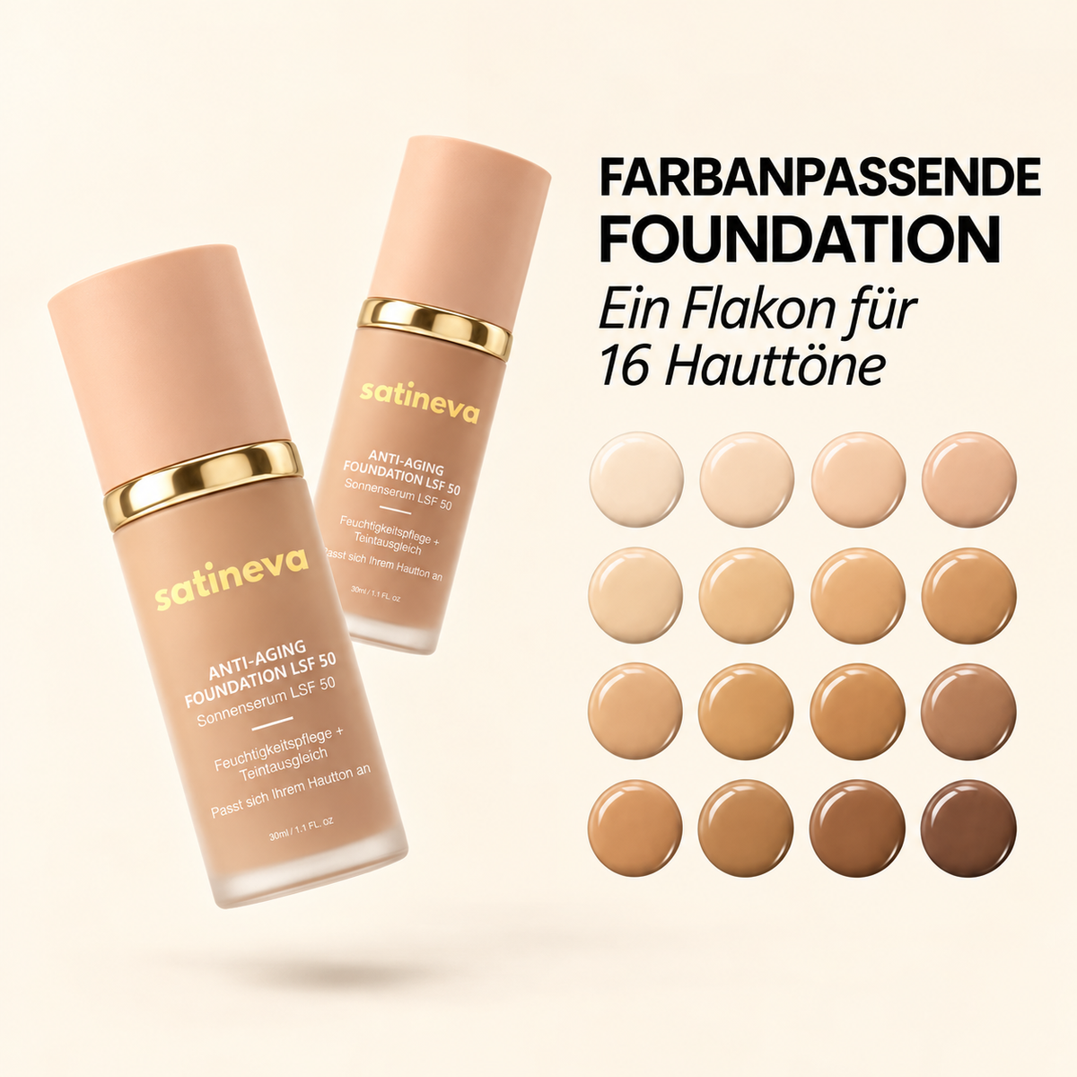 Anti-Aging Foundation with SPF 50 – adapts to your skin tone
